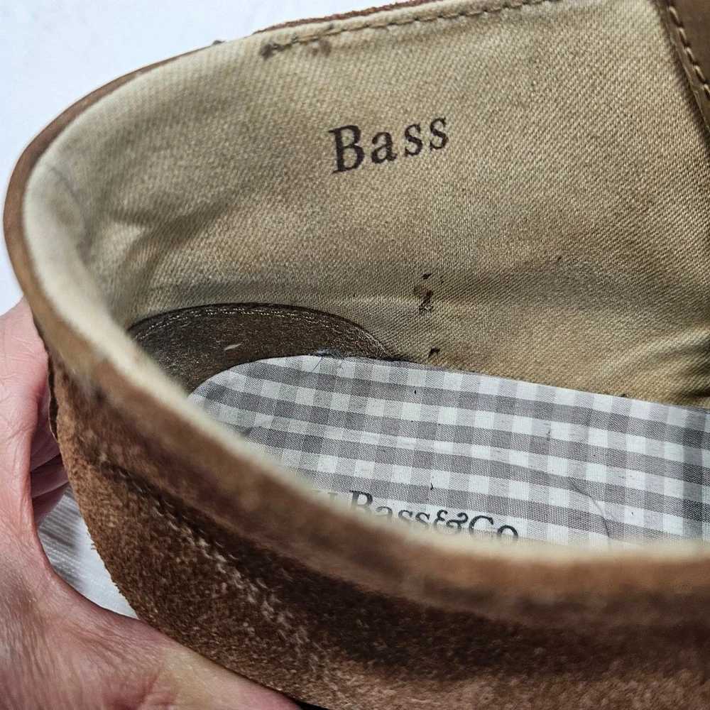 GH Bass Co Brown Suede Chukka Boots Orange Laces Gingham Lining Desert Shoes‎